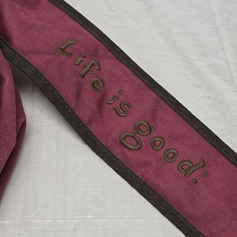 Life is good smile sling messenger Pink Brown Bag Hipster Travel Casual